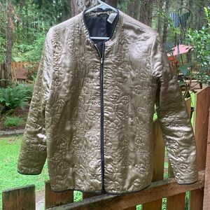 French Laudry Womens Bronze Colored Silk Quilted Jacket
